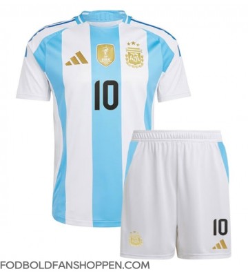 Argentina Lionel Messi #10 Hjemmebanetrøje Børn Copa America 2024 Kortærmet (+ Korte bukser)